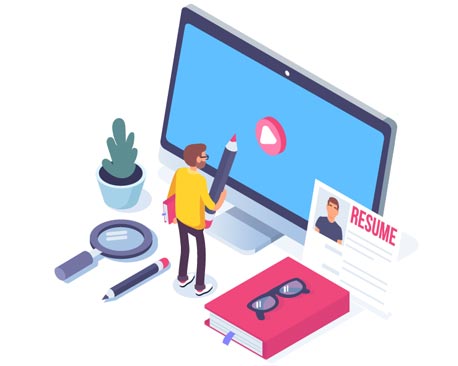 Bewerber schaut ein Recruitingvideo